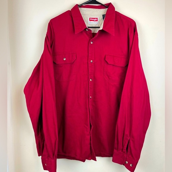 Wrangler Other - Wrangler Men's 2XL Red Cotton Shirt Jacket Button Down Long Sleeve Work Wear